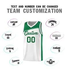 White Kelly Green Color Block Sports Basketball Jersey 3