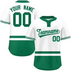 White Kelly Green Color Block Two-Button Softball Jersey