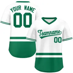 White Kelly Green Color Block V-Neck Pullover Jersey