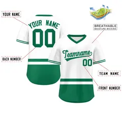 White Kelly Green Color Block V-Neck Pullover Jersey 2