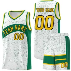 White Kelly Green Dot Graffiti Irregular Pattern Basketball Jersey