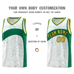 White Kelly Green Dot Graffiti Irregular Pattern Basketball Jersey 3