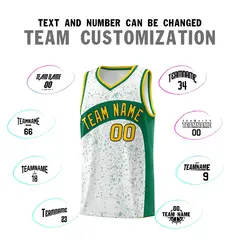 White Kelly Green Dot Graffiti Irregular Pattern Basketball Jersey 4