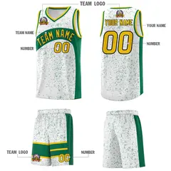 White Kelly Green Dot Graffiti Irregular Pattern Basketball Jersey 5
