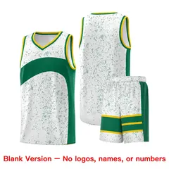 White Kelly Green Dot Graffiti Irregular Pattern Basketball Jersey 7