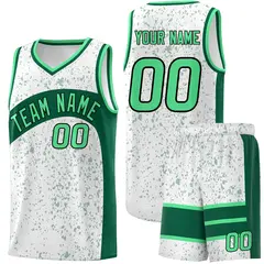 White Kelly Green Dot Graffiti Irregular Pattern Basketball Jersey 1