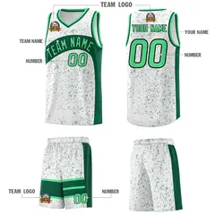 White Kelly Green Dot Graffiti Irregular Pattern Basketball Jersey 5