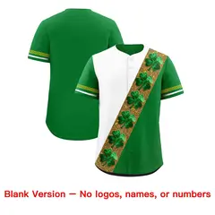 White Kelly Green Four Leaf Clover St. Patrick's Day Baseball Jersey 7