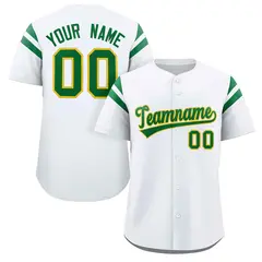 White Kelly Green Full Button Baseball Jersey
