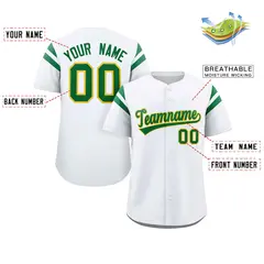 White Kelly Green Full Button Baseball Jersey 2