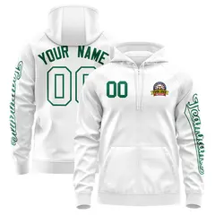 White Kelly Green Full-Zip Varsity Letterman Jacket Hoodie