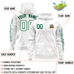White Kelly Green Full-Zip Varsity Letterman Jacket Hoodie 4