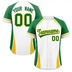 White Kelly Green-Gold Color Block Authentic Baseball Jersey