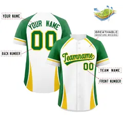 White Kelly Green-Gold Color Block Authentic Baseball Jersey 2