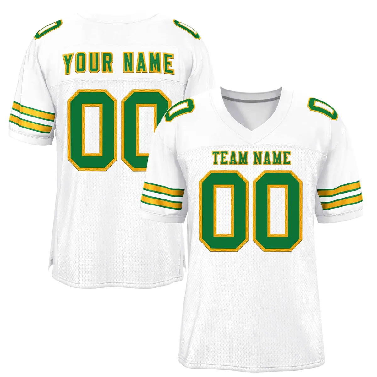 White Kelly Green-Gold Football Jersey