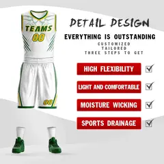 White Kelly Green-Gold Graffiti Claw Element Basketball Jersey 2