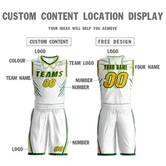 White Kelly Green-Gold Graffiti Claw Element Basketball Jersey 3