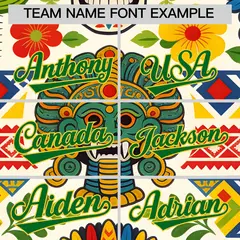 White Kelly Green Gold Graffiti Mexican Style Baseball Jersey 4