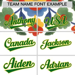 White Kelly Green Gold Graffiti Mexican Style Baseball Jersey 4