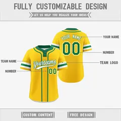 White Kelly Green Gold Reversible Two-Button Baseball Jersey 3