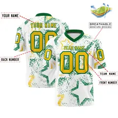 White Kelly Green-Gold Star Graffiti Football Jersey 2