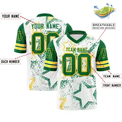White Kelly Green-Gold Star Pattern Football Jersey 2