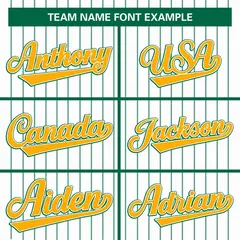White Kelly Green-Gold Stripe Full Button Baseball Jersey 3