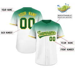 White Kelly Green Gradient Authentic Baseball Jersey 2