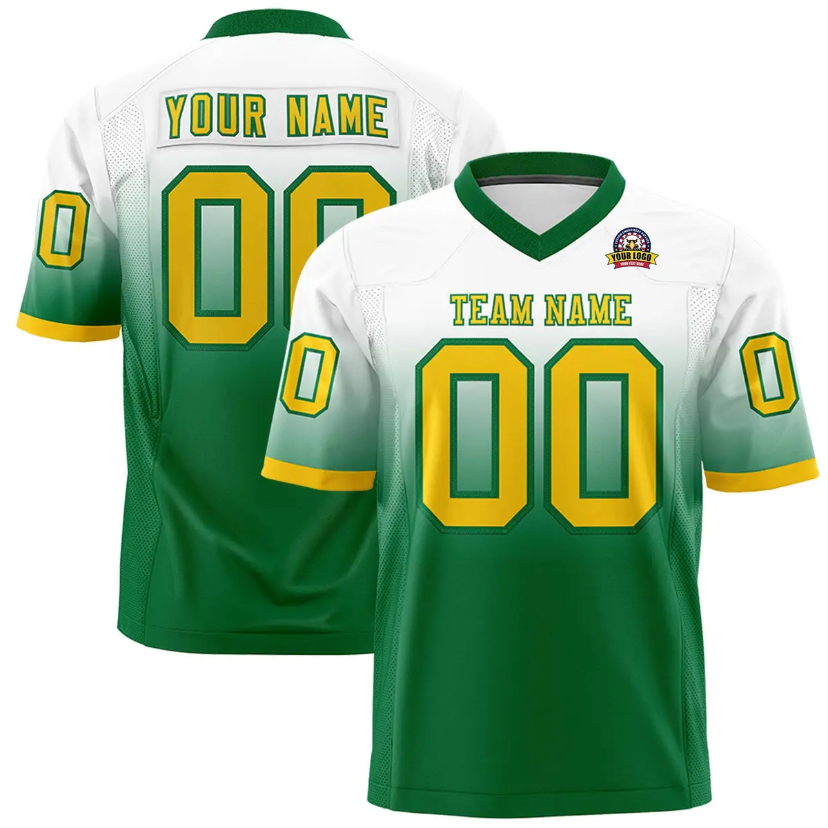 White Kelly Green Gradient Fashion Authentic Football Jersey