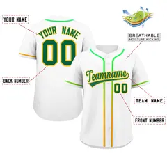 White Kelly Green Gradient Ribbed Authentic Baseball Jersey 2