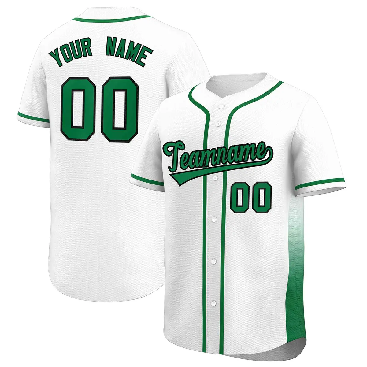 White Kelly Green Gradient Side Authentic Baseball Jersey