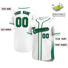 White Kelly Green Gradient Side Authentic Baseball Jersey 2