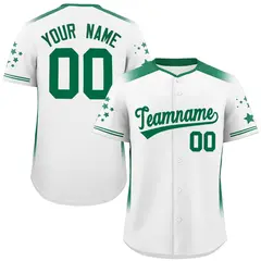 White Kelly Green Gradient Side Star Pattern Baseball Jersey