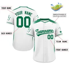 White Kelly Green Gradient Side Star Pattern Baseball Jersey 2