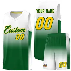 White Kelly Green Gradient Sports Basketball Jersey 1