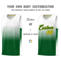 White Kelly Green Gradient Sports Basketball Jersey 3