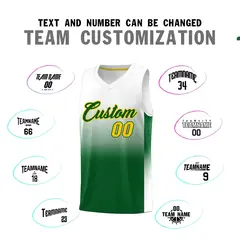 White Kelly Green Gradient Sports Basketball Jersey 4