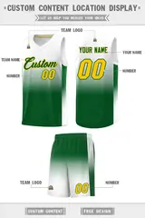 White Kelly Green Gradient Sports Basketball Jersey 5
