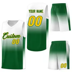 White Kelly Green Gradient Sports Basketball Jersey 7