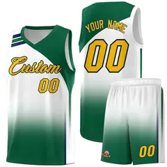 White Kelly Green Gradient Sports Basketball Jersey 1