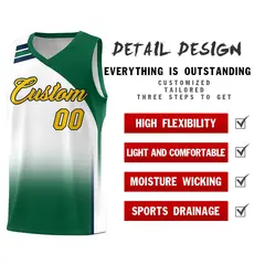 White Kelly Green Gradient Sports Basketball Jersey 2