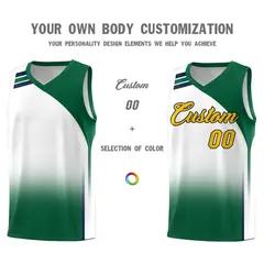 White Kelly Green Gradient Sports Basketball Jersey 3