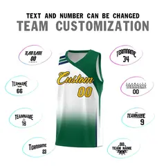 White Kelly Green Gradient Sports Basketball Jersey 4