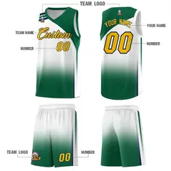 White Kelly Green Gradient Sports Basketball Jersey 5