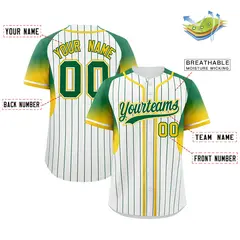 White Kelly Green Gradient Stripe Sleeves Baseball Jersey 2