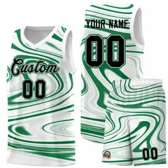 White Kelly Green Graffiti Fluids Basketball Jersey Sets