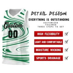White Kelly Green Graffiti Fluids Basketball Jersey Sets 2