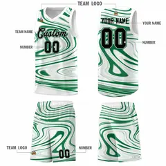 White Kelly Green Graffiti Fluids Basketball Jersey Sets 5
