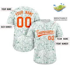 White Kelly Green Graffiti Line Art Baseball Jersey 2