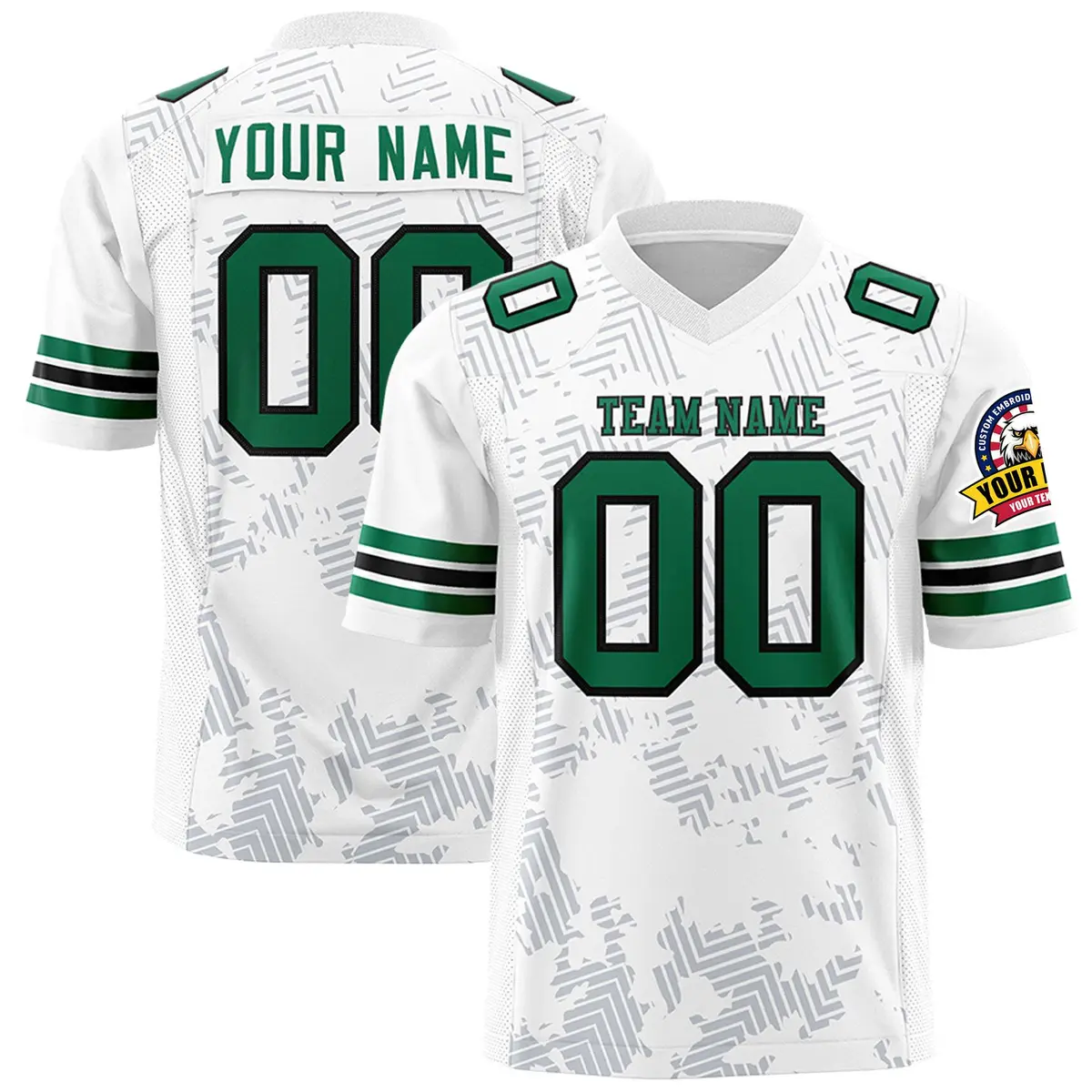 White Kelly Green Graffiti Line Authentic Football Jersey